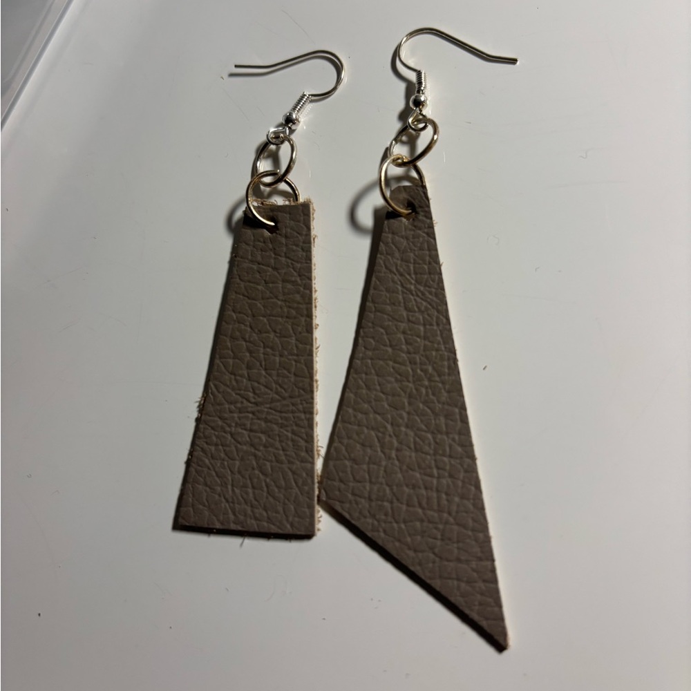 Tan Leather Earrings